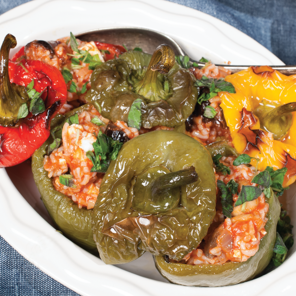 Konjac Rice and Feta Stuffed Peppers