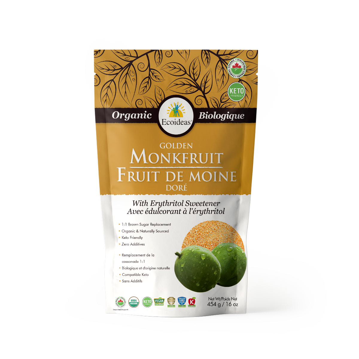 Organic Monkfruit with Erythritol - Golden - (454g)