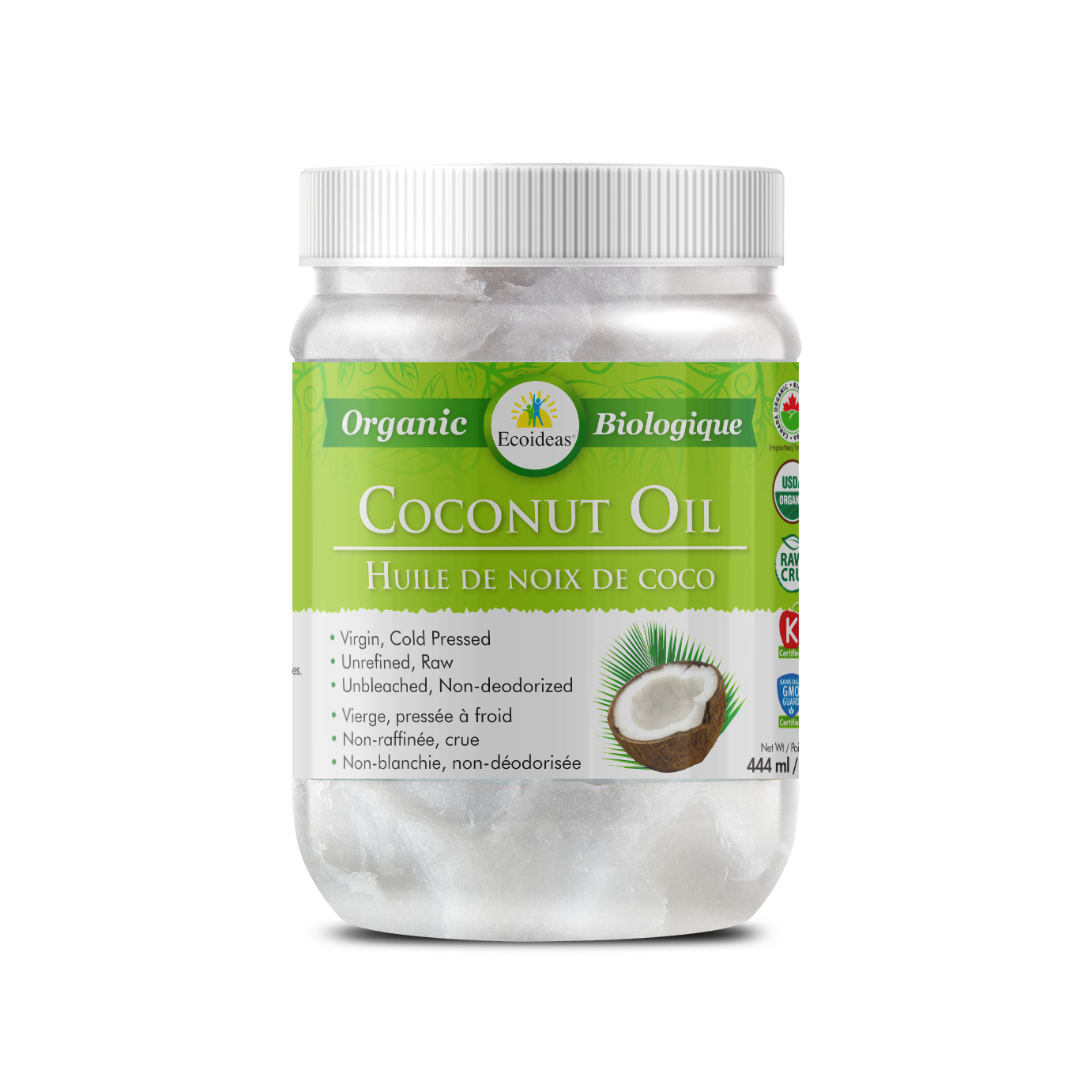 Ecoideas® Organic Coconut Oil - (15oz 444 ml)