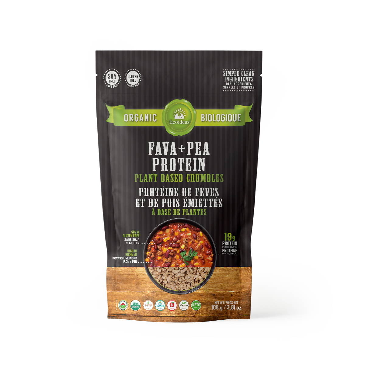 Ecoideas Organic Fava + Pea Protein Crumbles - (108g)