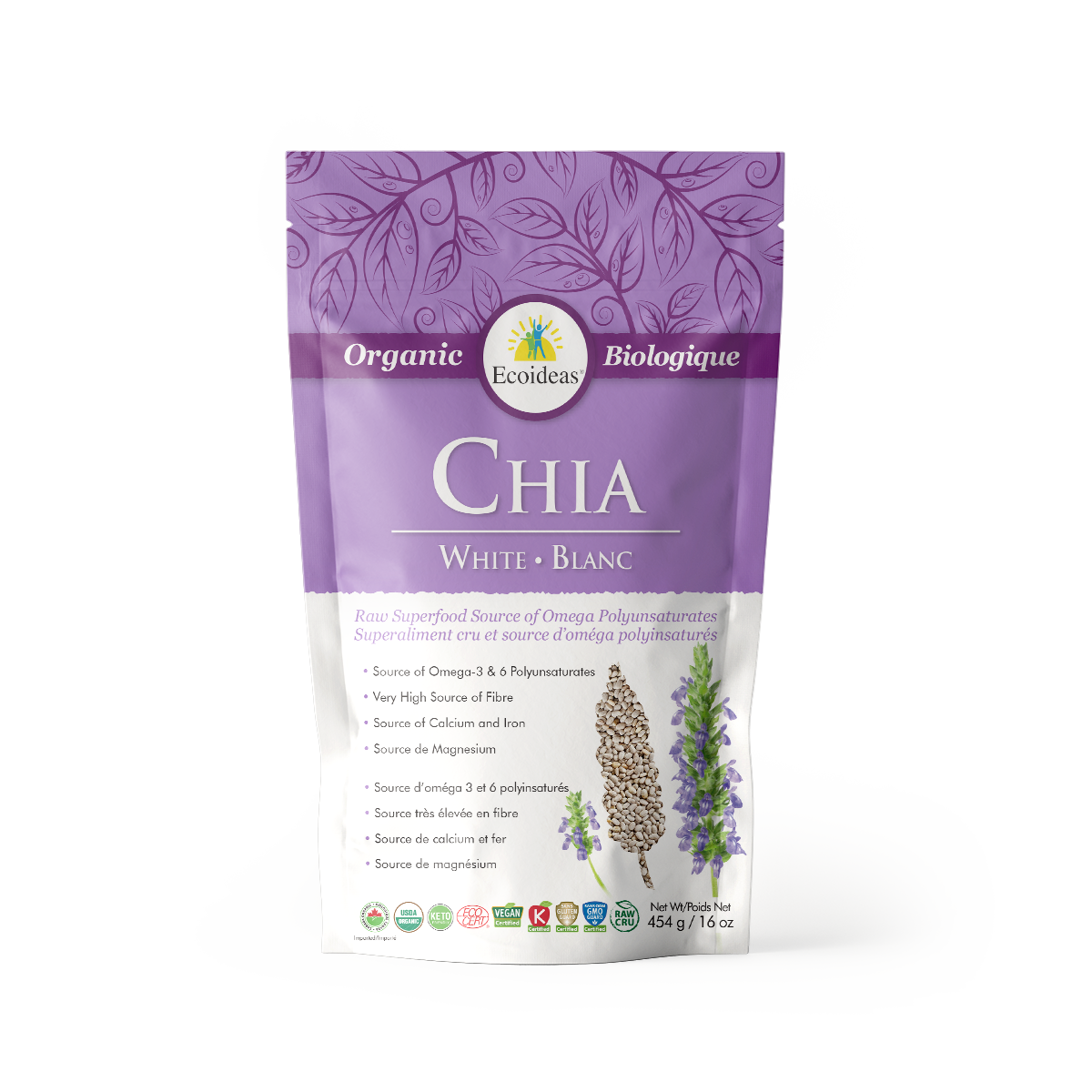 Organic White Chia Seeds - (454g)