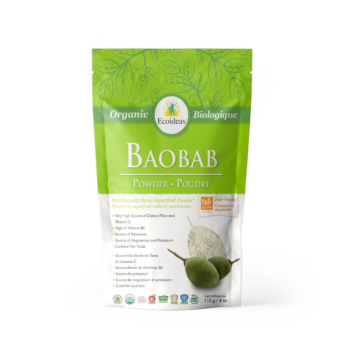 Organic Fair Trade Baobab Fruit Pulp Powder - (113g)²